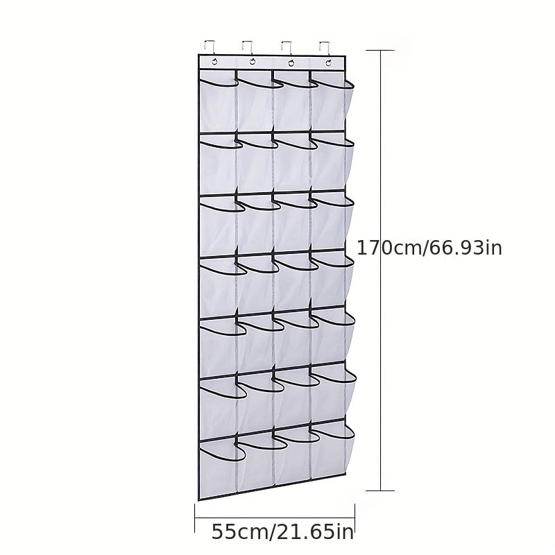 Over The Door Shoe Rack with 28 Large Mesh Pockets Organizer