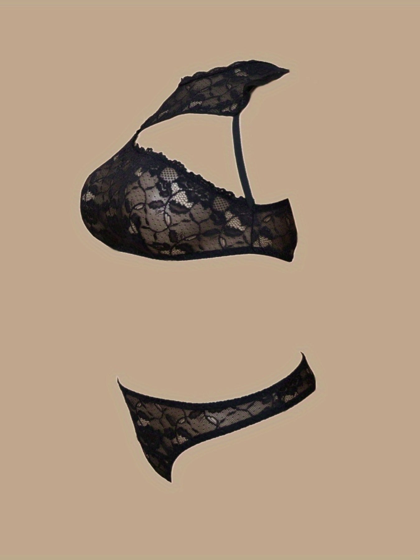 Floral Jacquard Cut Out Top & Panty Lingerie Set