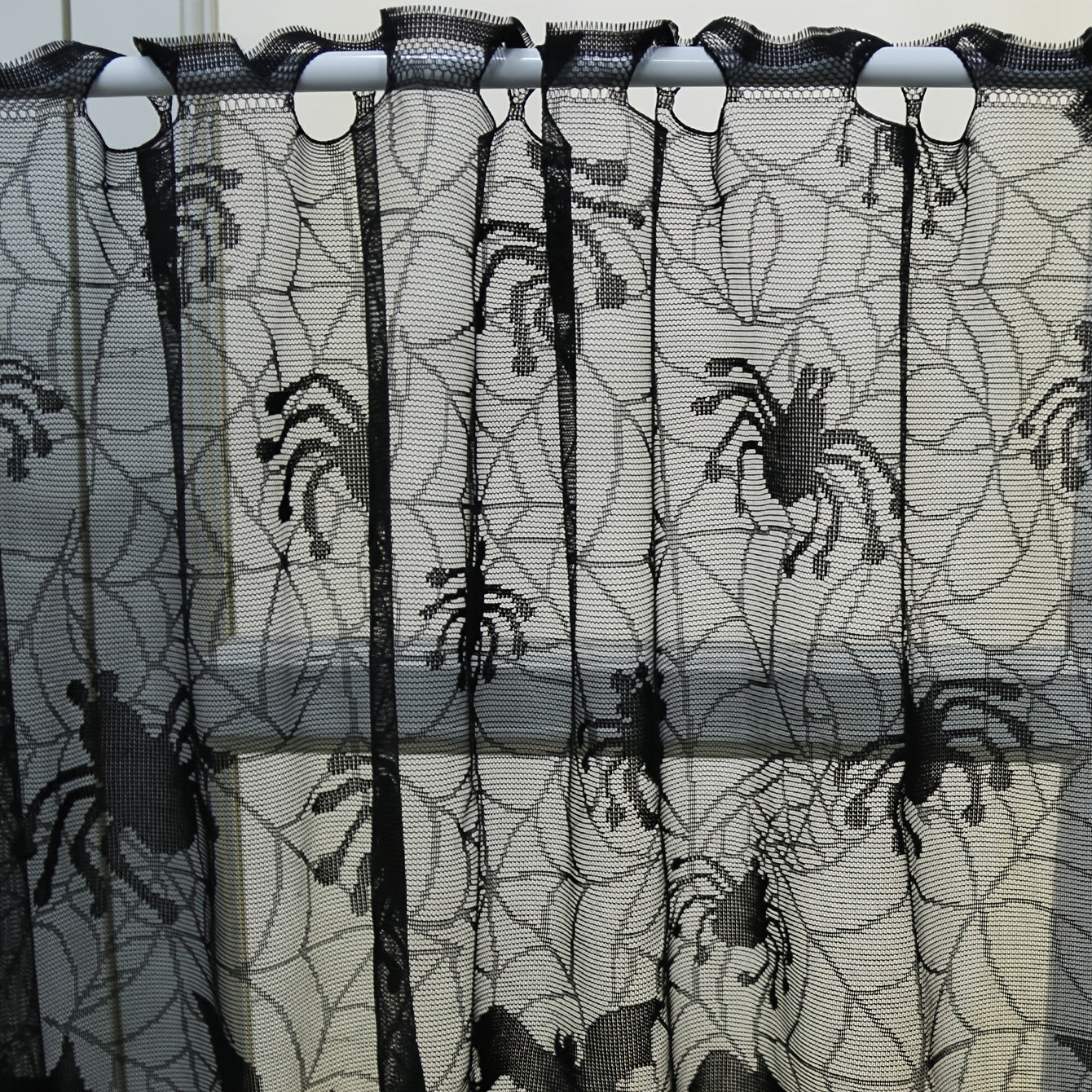 Lace Spider Cafe Curtain Halloween Tiers Short Curtain for Home Decor