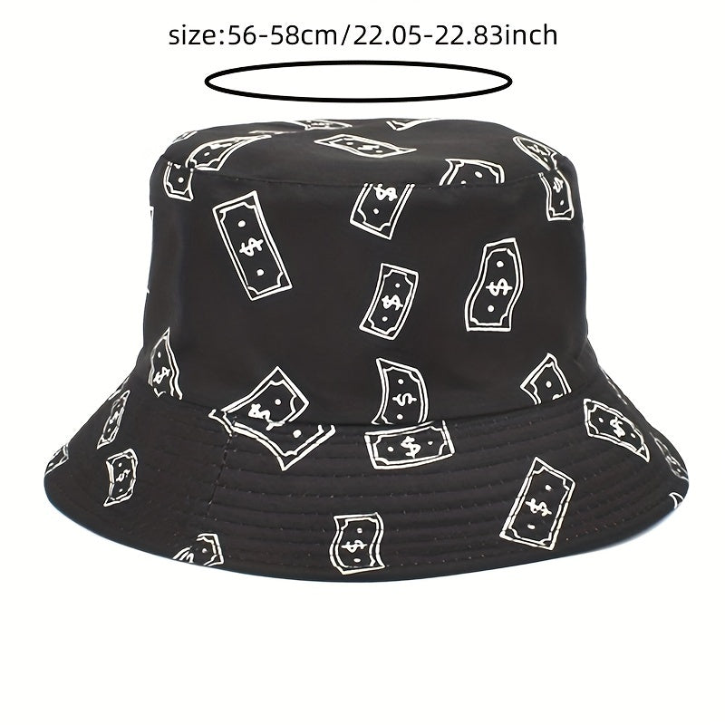 Dollars Print Bucket Hat Unisex Lightweight Sunscreen Basin Hat