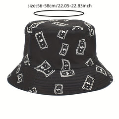 Dollars Print Bucket Hat Unisex Lightweight Sunscreen Basin Hat