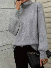 Lantern Sleeve High Neck Sweater