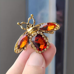 Crystal Insect Needle Retro Brooch - Bee Design