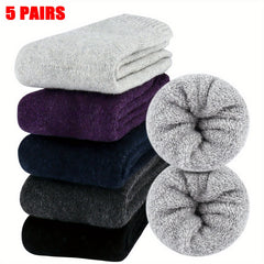 5 Pairs Thick Knit Thermal Socks Women's Mid Tube Stockings