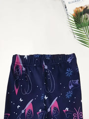 Butterfly Graphic Leggings Girls Comfy Slim Leggings For Sports