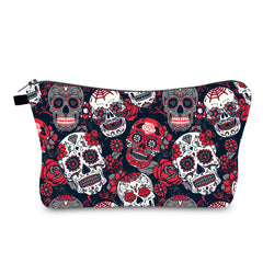 Sugar Skull Rose Makeup Bag with Coin Purses