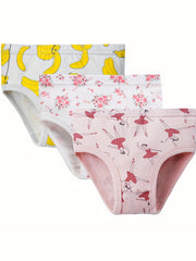 3pcs Girl's Triangle Panties Multiple Colors Elastic Waist Shorts
