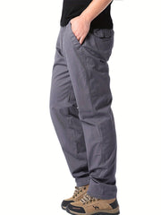 Men's Plain Cotton Cargo Pants Casual Loose Outdoor Work Pants