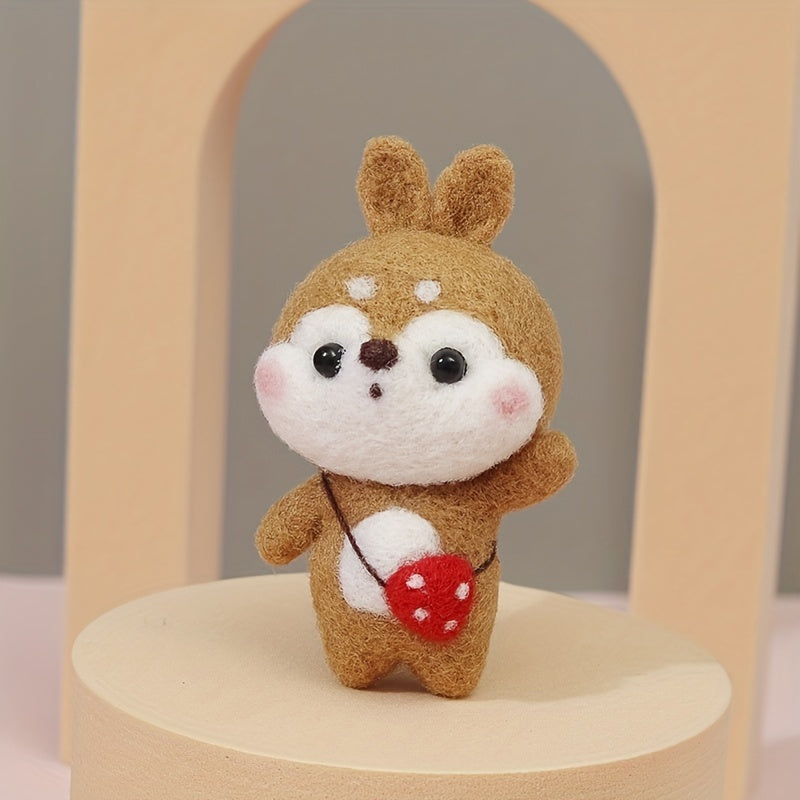 1pc Squirrel Wool Felt Poking Diy Material Bag Needle Felting Gift Sewing