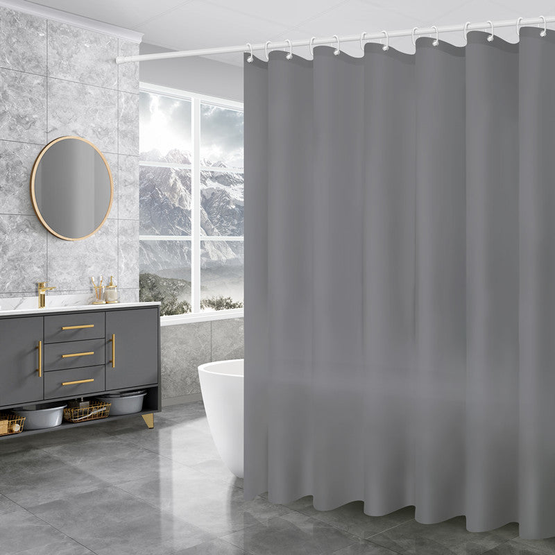 Waterproof Shower Curtain with Metal Buckle and Hooks