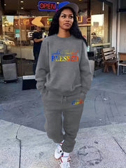 Blessed Letter Print Casual 2pc Set Long Sleeve Tops & Jogger Pants