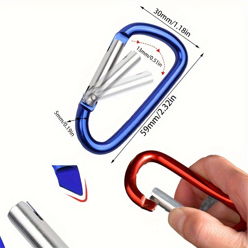 8pc D Shaped Aluminum Carabiner Hook Metal Buckle for Travel Camping Backpacking