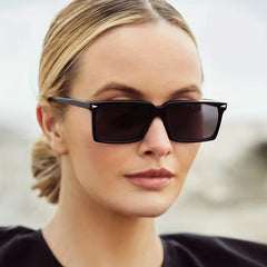 Rectangle Sunglasses Rivet Decor Glasses UV400