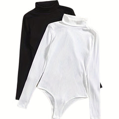 Slim Bodysuit 2 Pack Turtle Neck Long Sleeve Bodysuit