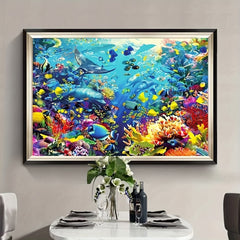 Sea World Cross Stitch Kit Seascape 11CT Printed Canvas Embroidery DIY Home Deco