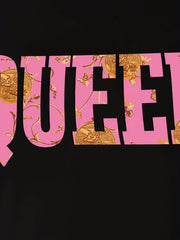 Queen Letter Print Tee & Graphic Print Shorts Set