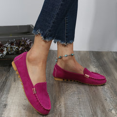 Rose Red Loafers Soft Sole Lightweight Non Slip Flat Boat Shoes