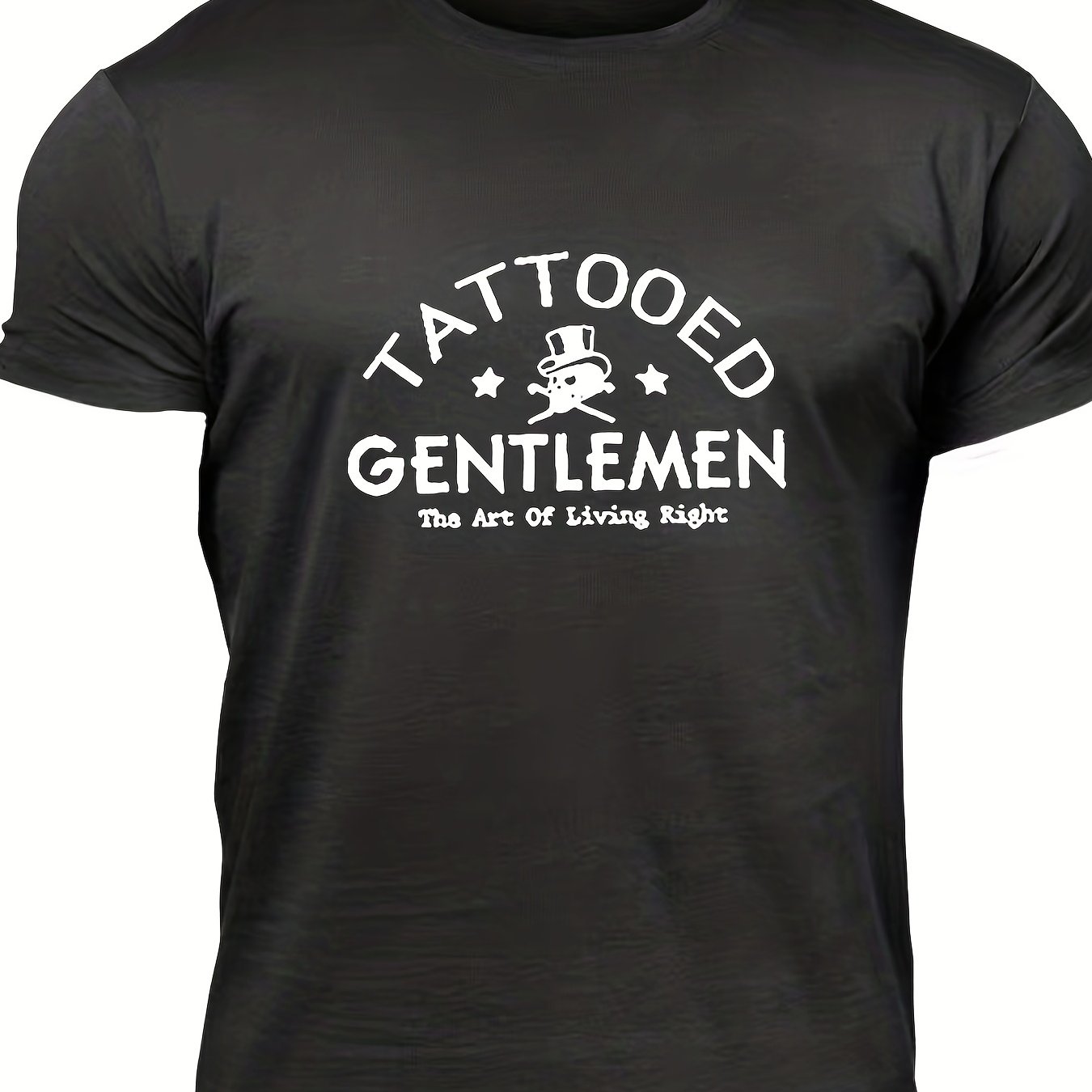 Tattooed Gentlemen Men's Letter Print T shirt Casual Crew Neck Tee