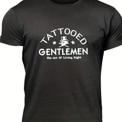 Tattooed Gentlemen Men's Letter Print T shirt Casual Crew Neck Tee