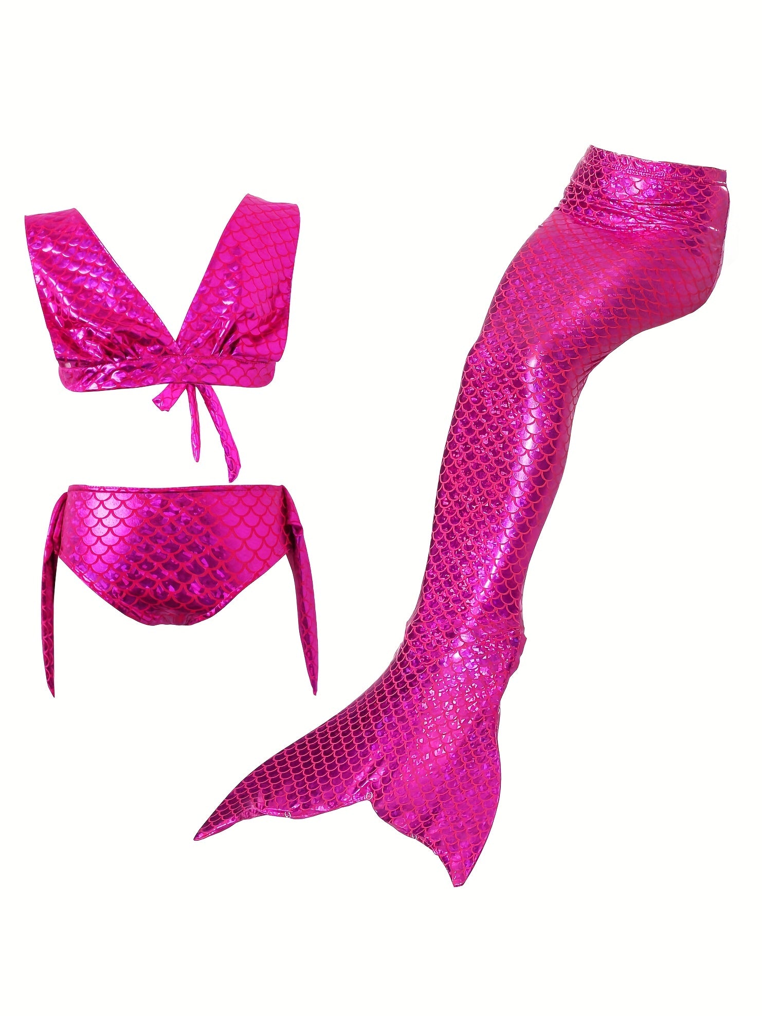 Girl's Mermaid Swimsuit 3pcs Bikini Set & Tail Costume