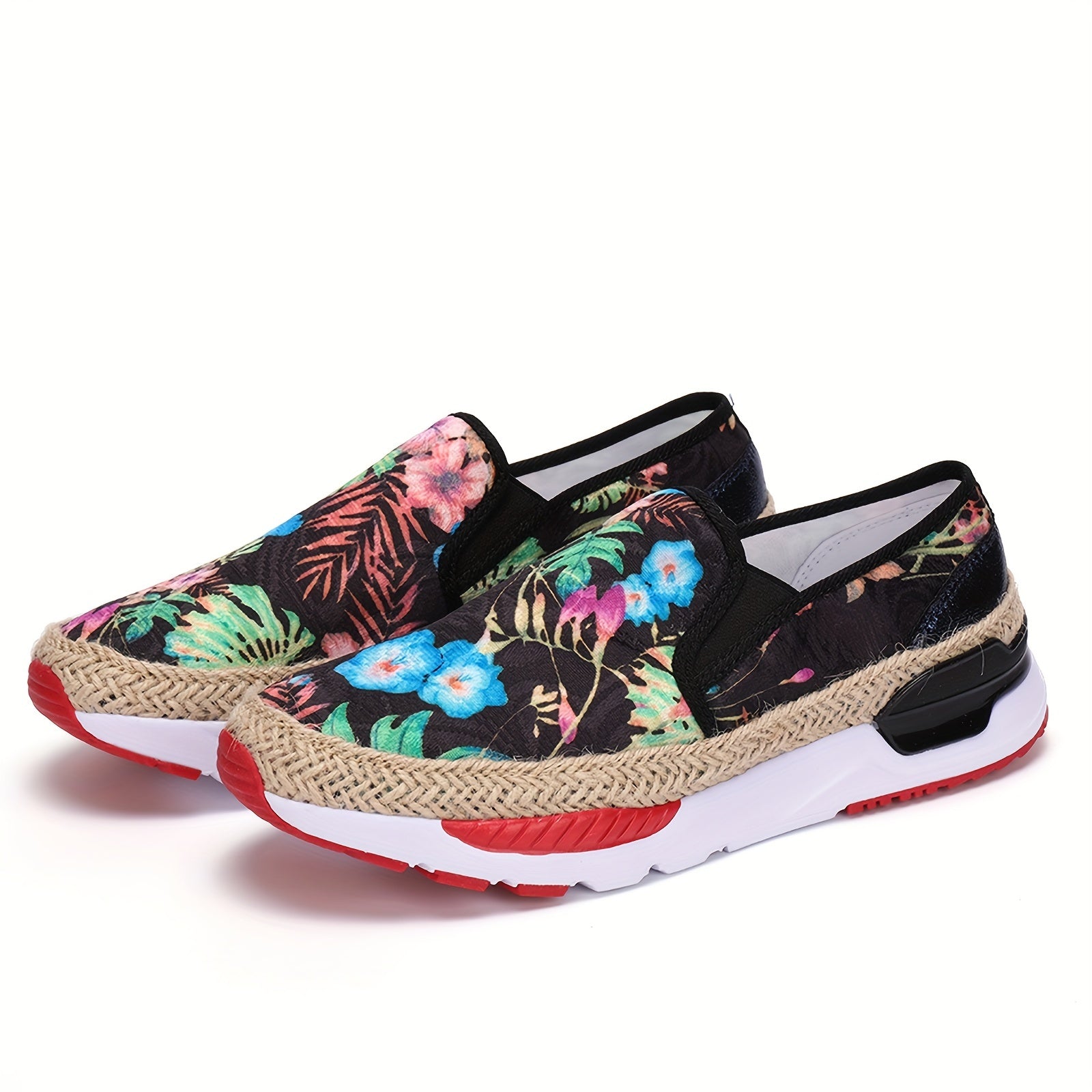 Women's Chinese Style Floral Print Loafers Slip On Espadrilles