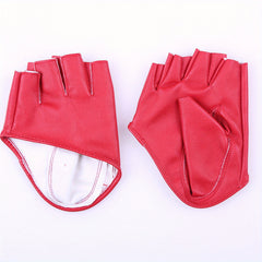 PU Leather Half Finger Gloves for Women