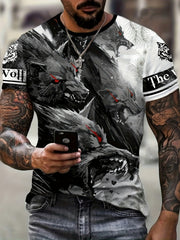 Men's Wolf Graphic T-shirt Casual Tee for Summer