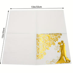 20pcs Bridal Wedding Bronzing Printing Disposable Napkin 33 02cmx33 02cm