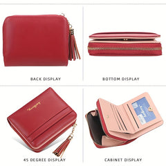 Girls Short Wallet Zipper Tassel Coin Purse Multiple Card Slots Wallet