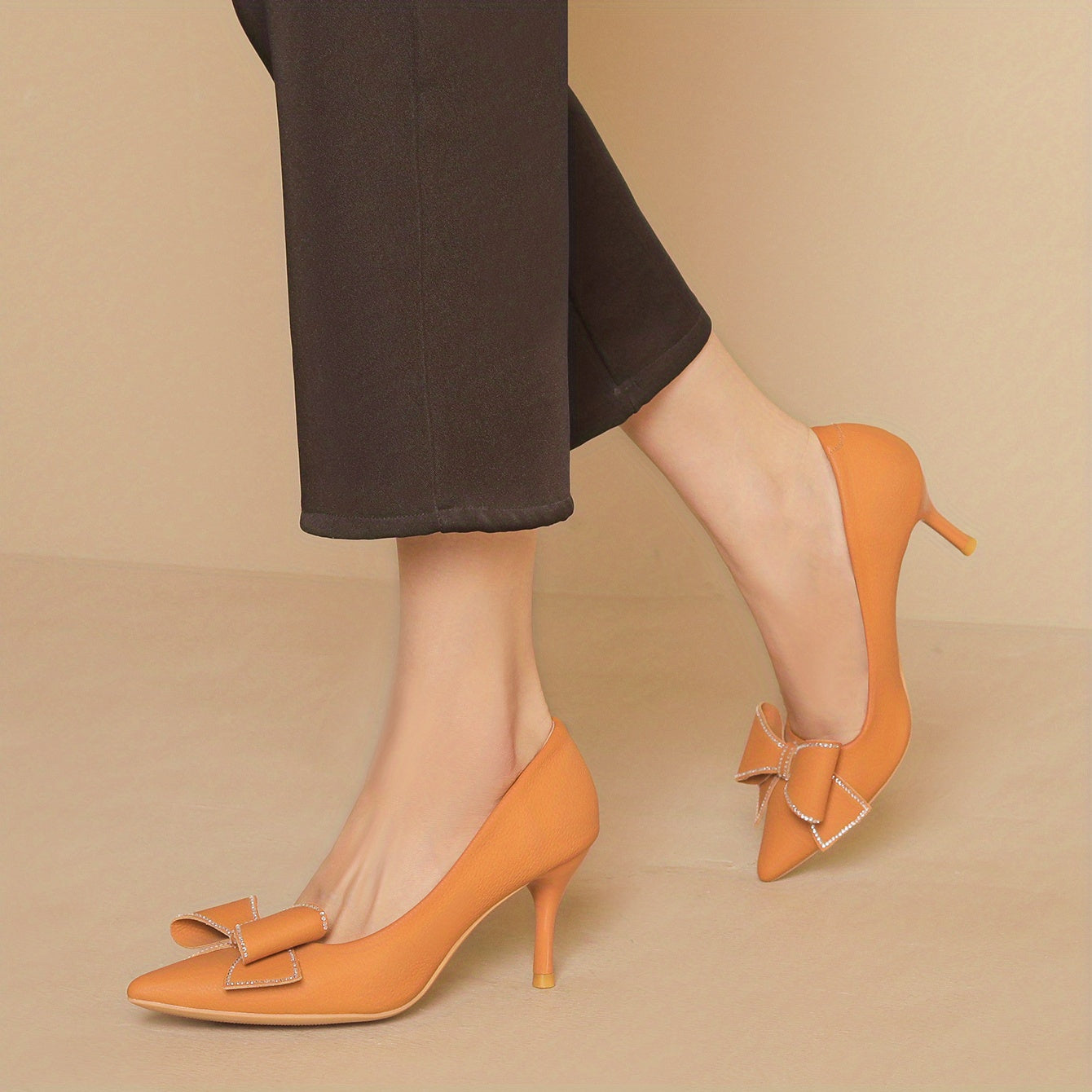 Bowknot Stiletto Heels Point Toe Pumps - Versatile Dress Heels