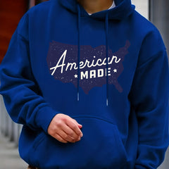 American Print Hoodie Men's Casual Graphic Pullover Hoodie