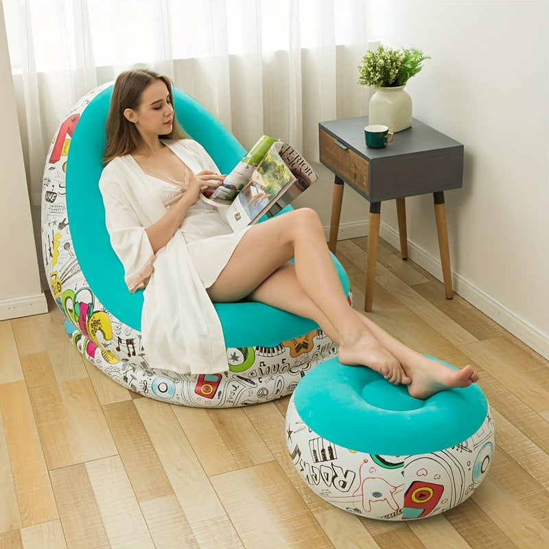 Portable Lazy Sofa Inflatable Lounge Chair With Footrest