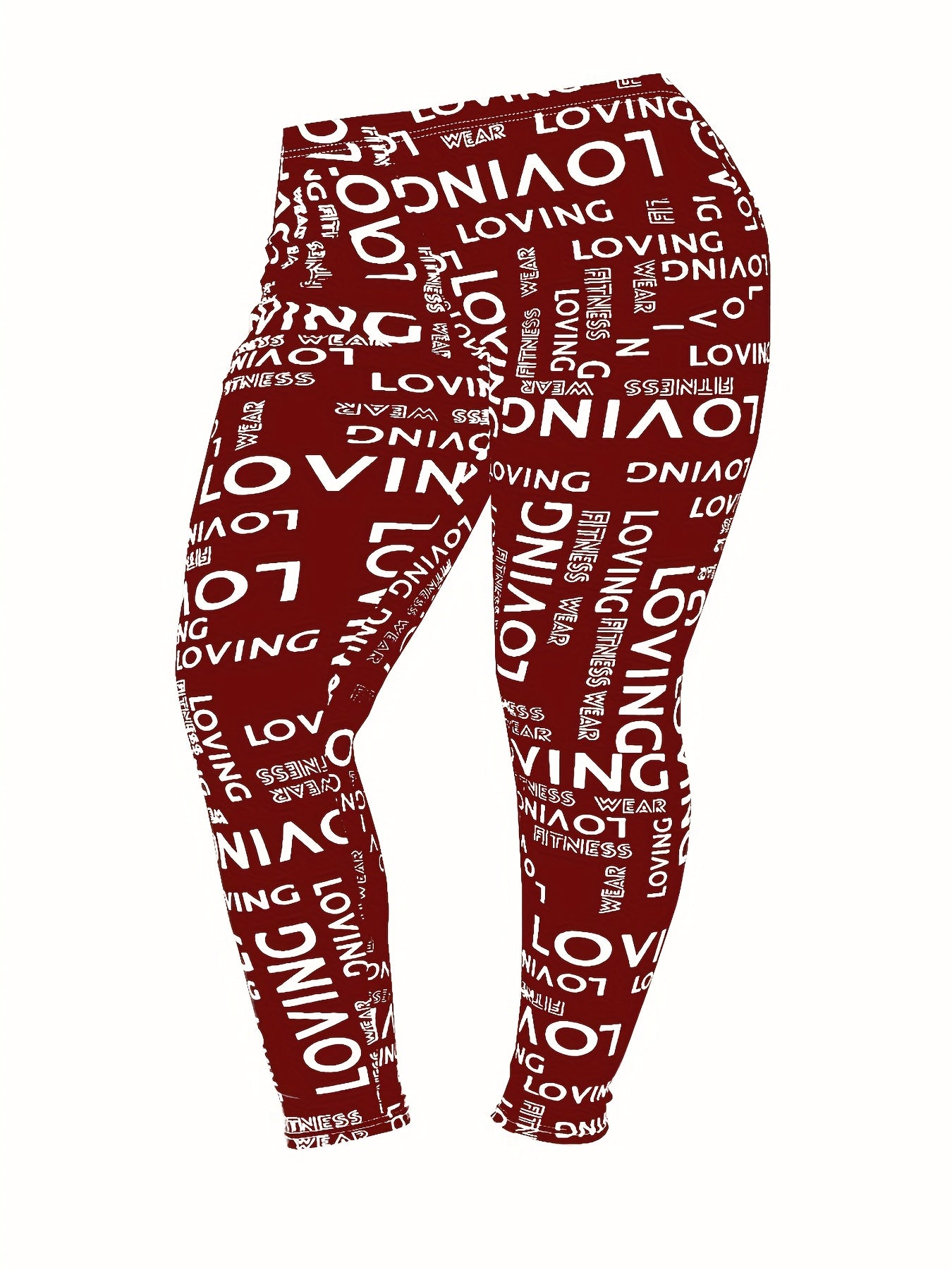 Women's Plus Letter Print High Stretch Leggings