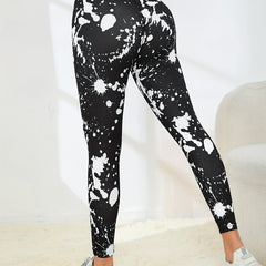 Splash Print Yoga Pants High Stretch Running Fitness Sports Leggings