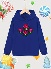 Girl's Cartoon Flowers Cotton Hoodie Sweatshirt for Outdoor