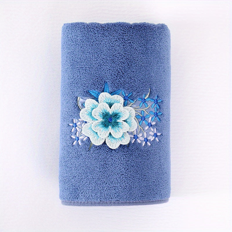 Soft Flower Embroidered Hand Towel Coral Fleece Face Towel