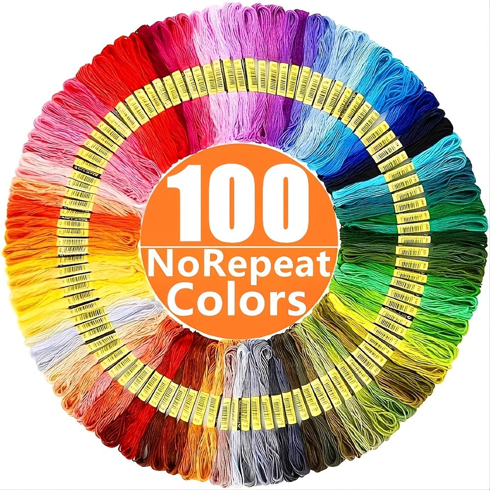 100 Colors Embroidery Thread Cross Stitch Sewing Skeins DIY Floss Kit