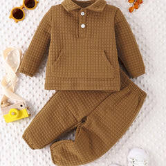 Baby Boys Checkered Sports Pullover Top Pants Set