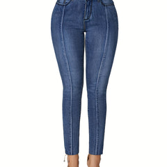 Casual Jeans Washed Pipping High Rise Skinny J