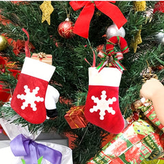8pcs Christmas Socks and Fork Bags Santa Claus Non-Woven Socks