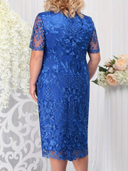 Women's Lace Sleeve Knee Length Dress
