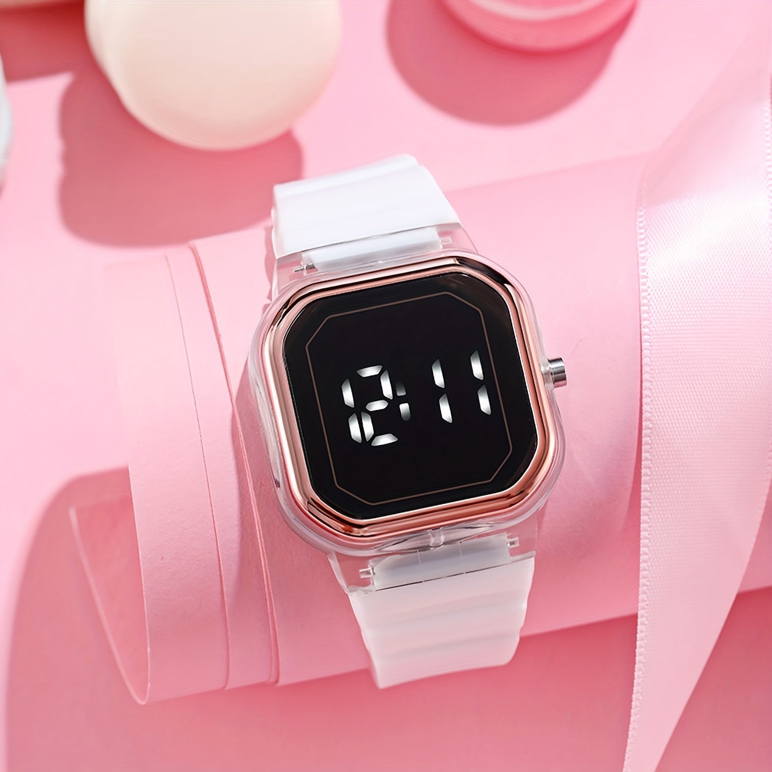 Colorful Digital Watch LED Display Button Setting Electronic Watch