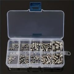 200pcs 304 Stainless Steel Screws Set Hex Head Flat Head Headless Screws