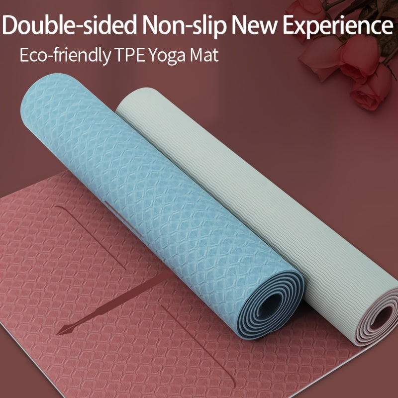 Non Slip Waterproof Yoga Mat 72x24x0.31 with Body Guide Line