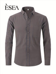 Men's Autumn Plus Size Solid Long Sleeve Shirt