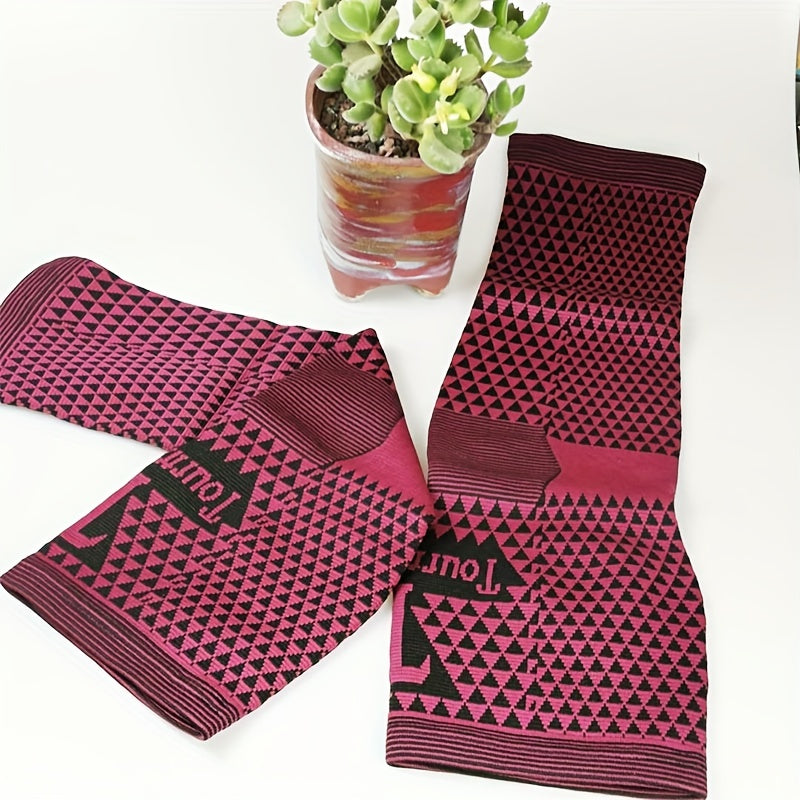 1pair Sports Knee Protectors Long Warm Leg Pads Comfort Magnetic Fiber Leg Prote