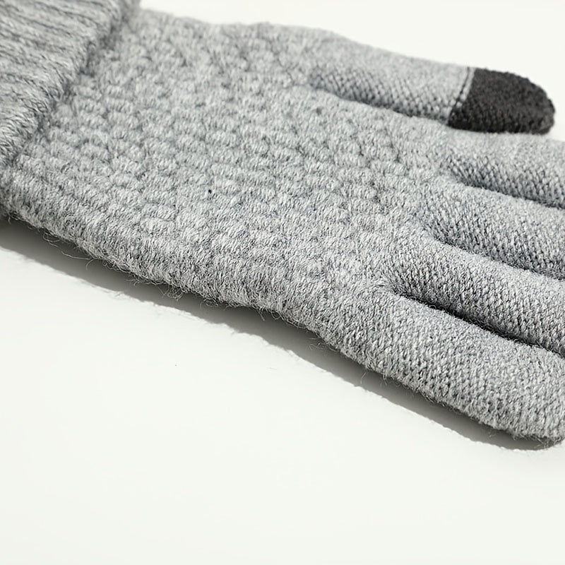Warm Winter Outdoor Cycling Gloves Brushed Thickened Jacquard Gloves