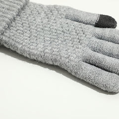 Warm Winter Outdoor Cycling Gloves Brushed Thickened Jacquard Gloves