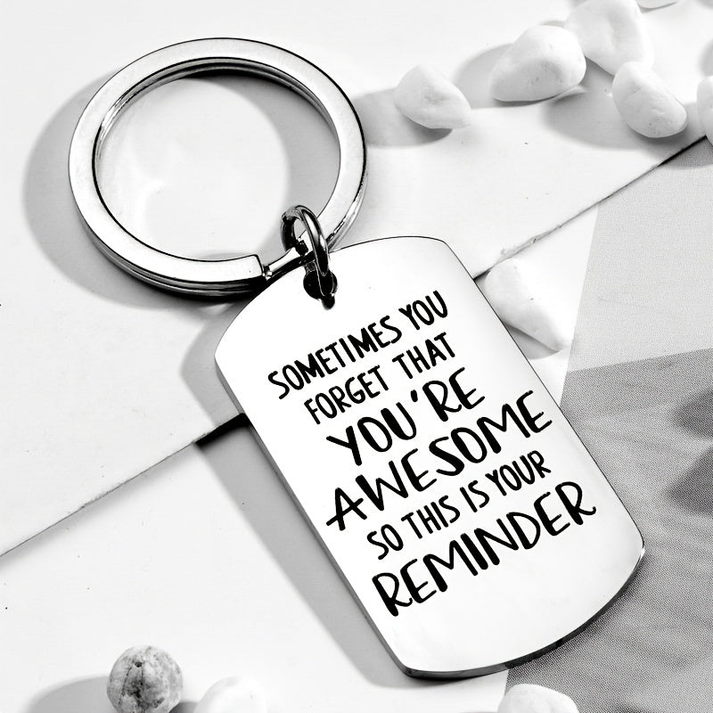 Boys Casual Stainless Steel YOU ARE AWESOME Keychain