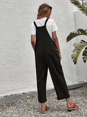 Casual Sleeveless Wide Leg Jumpsuit With Pockets Women's Clothing